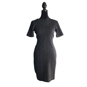 Theory Gray Wool Blend Body Con Knee Length Dress Career Professional